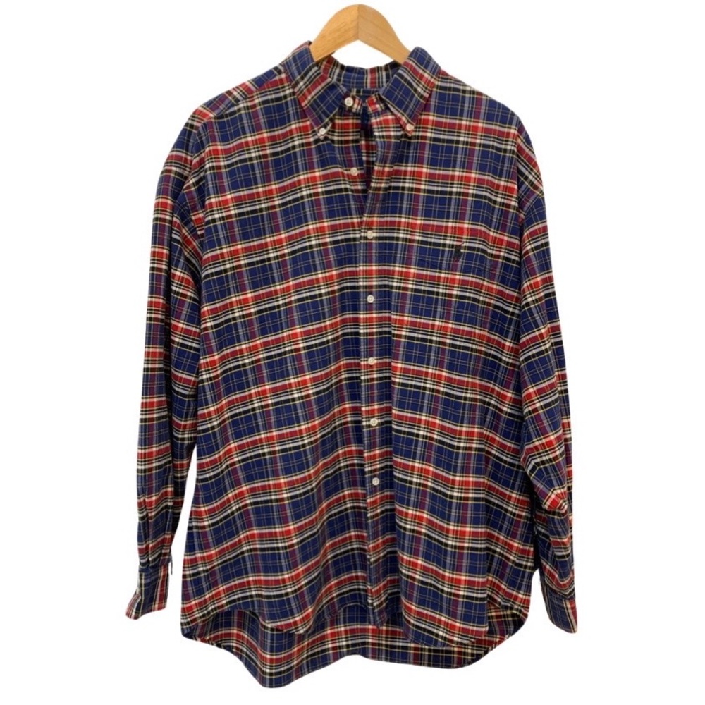 Ralph Lauren Blue/Red plaid Cotton long sleeve Big shirt Size L